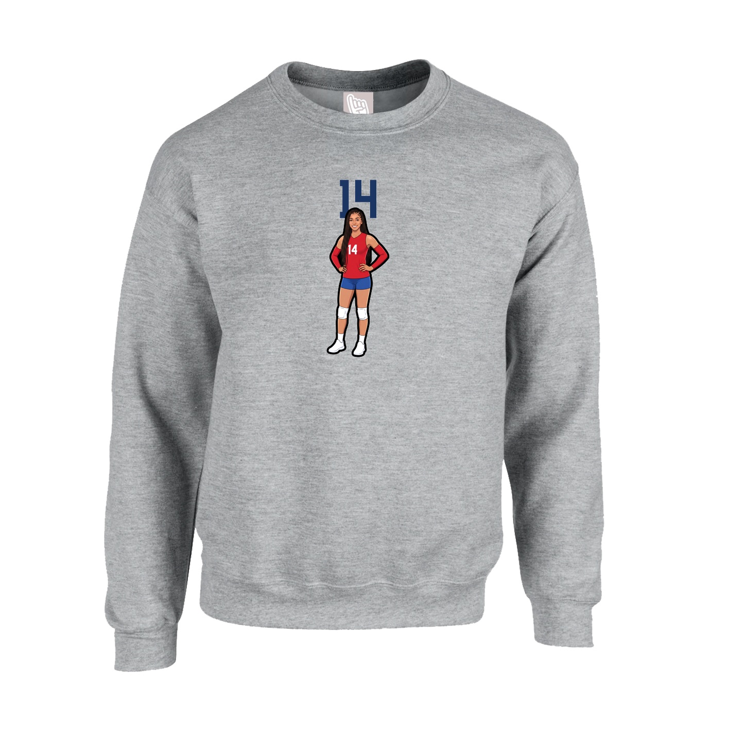 Fleece Crew — Number Top in Grey