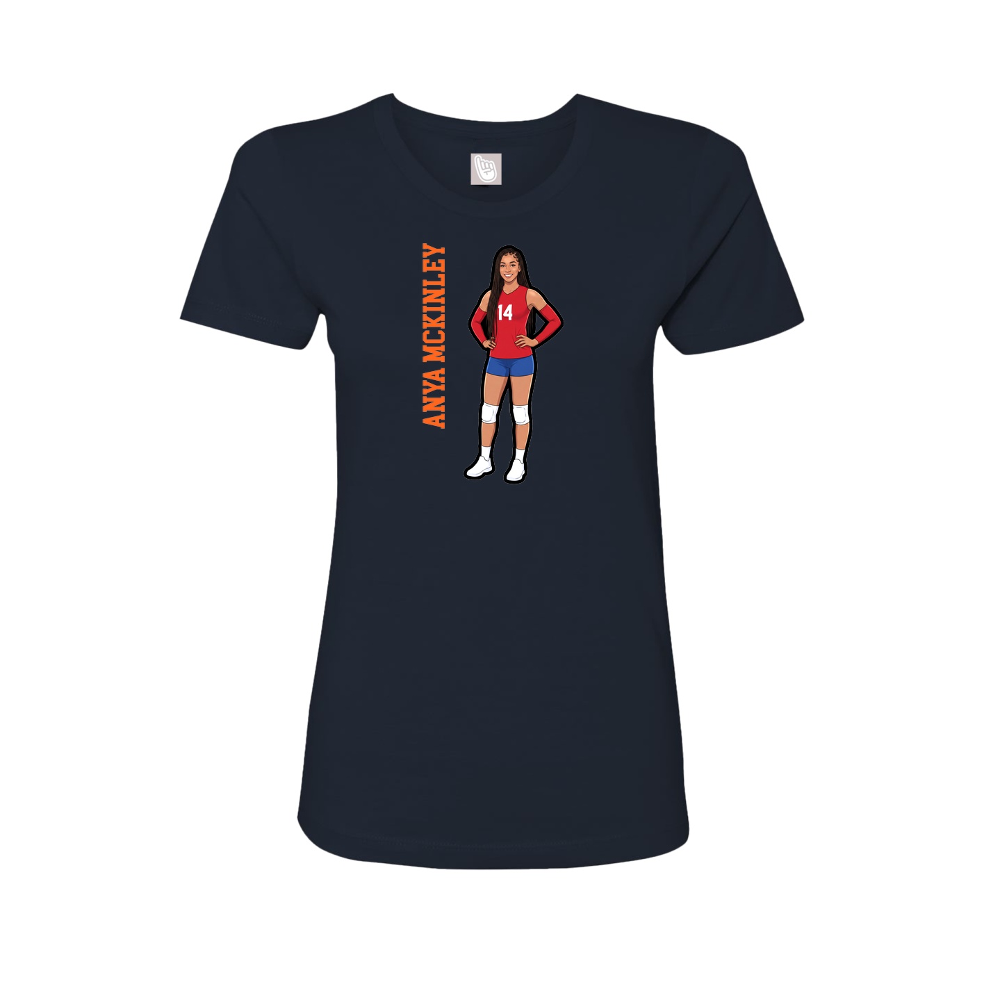 Fitted Women's Tee — Name Vertical in Navy