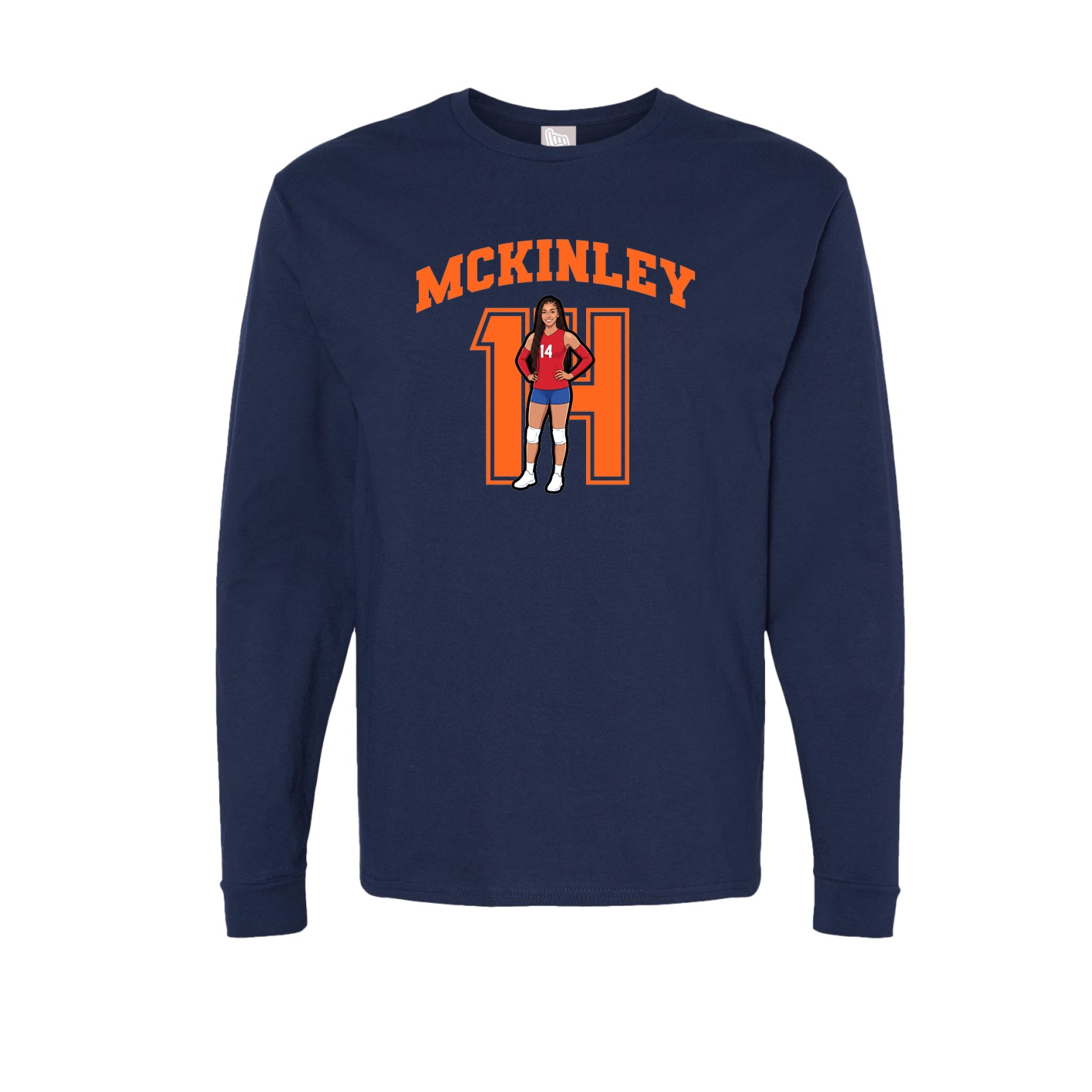 Long Sleeve Tee — Number in Navy