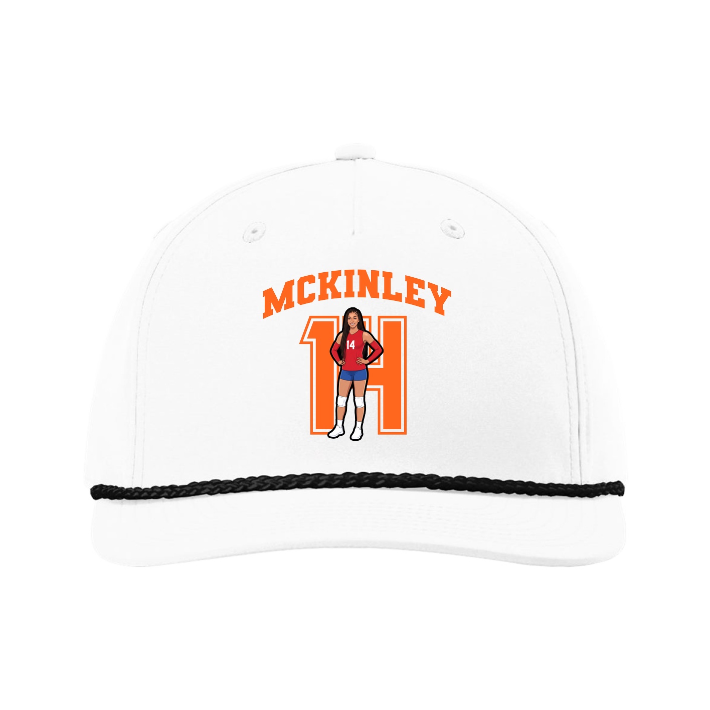 Five-Panel Classic Rope Cap — Number in White