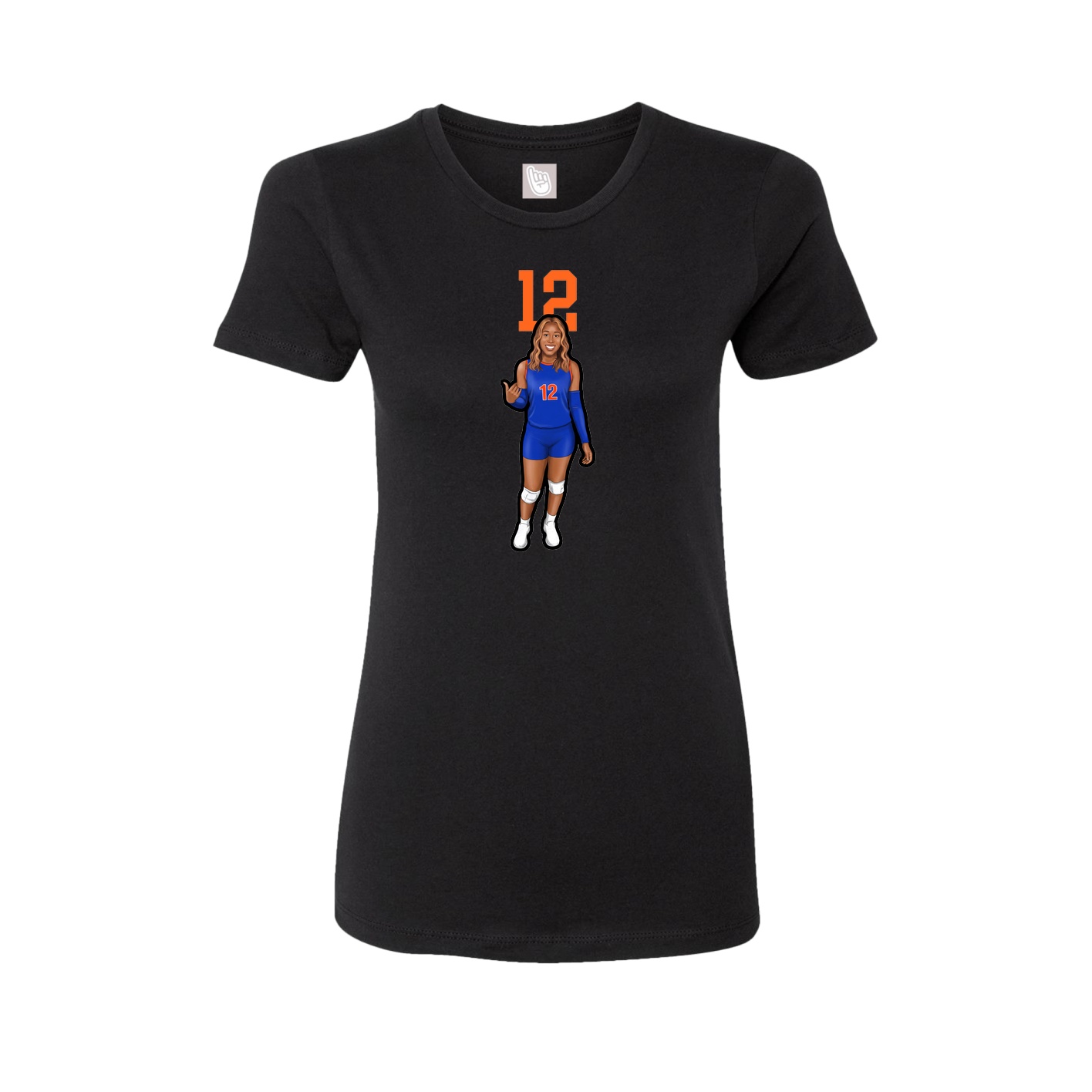 Fitted Women's Tee — Number Top in Black