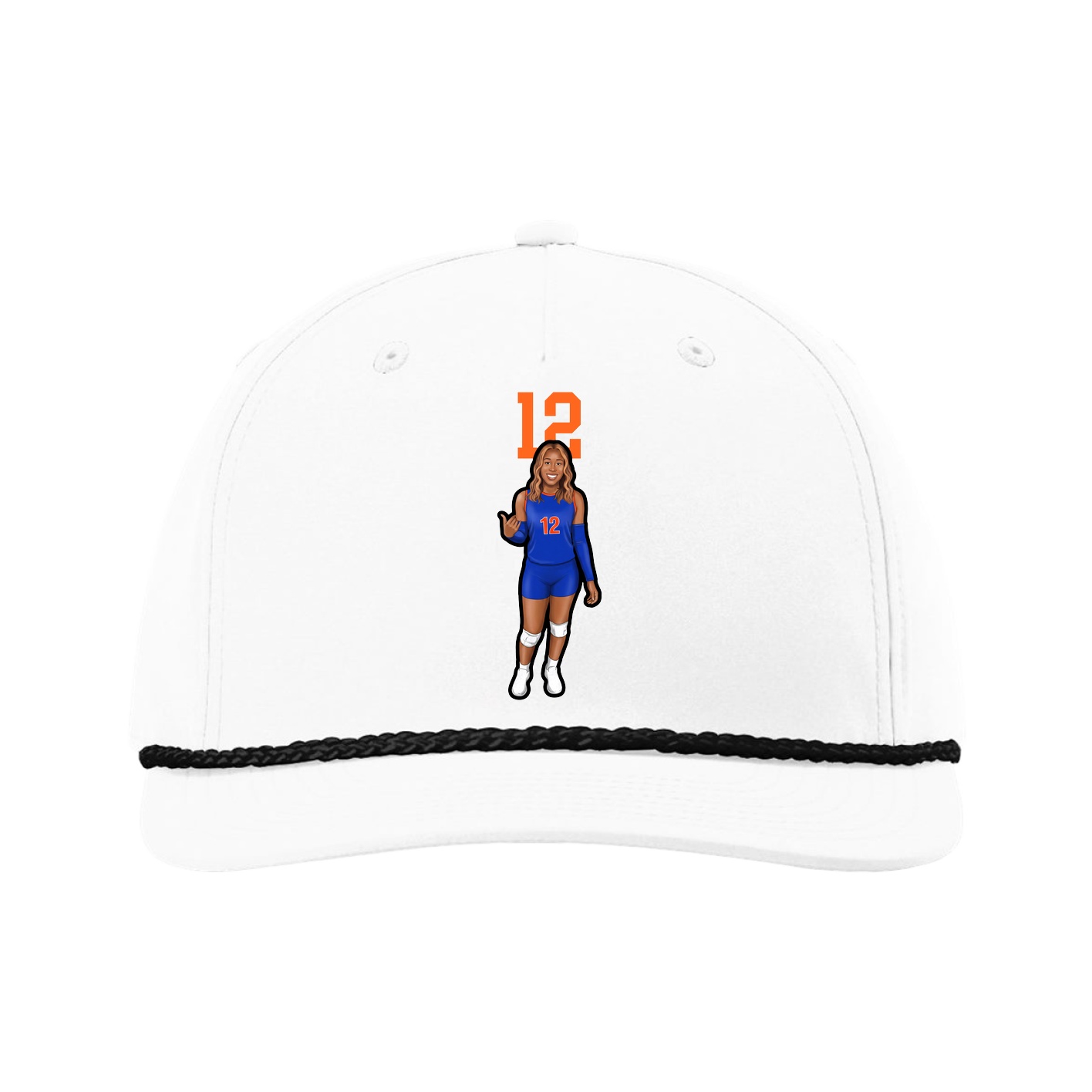 Five-Panel Classic Rope Cap — Number Top in White
