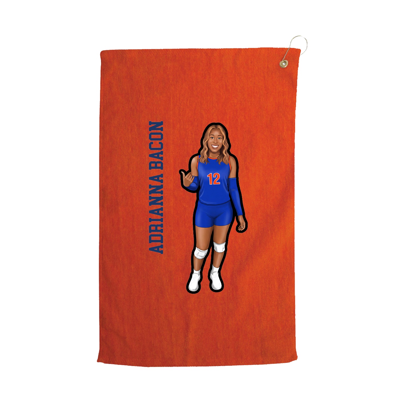 Golf Towel — Name Vertical in Orange
