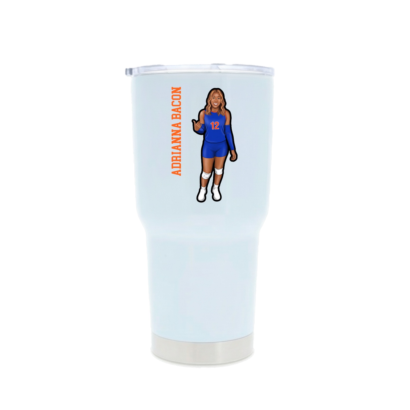 30oz Stainless Steel Tumbler — Name Vertical in White