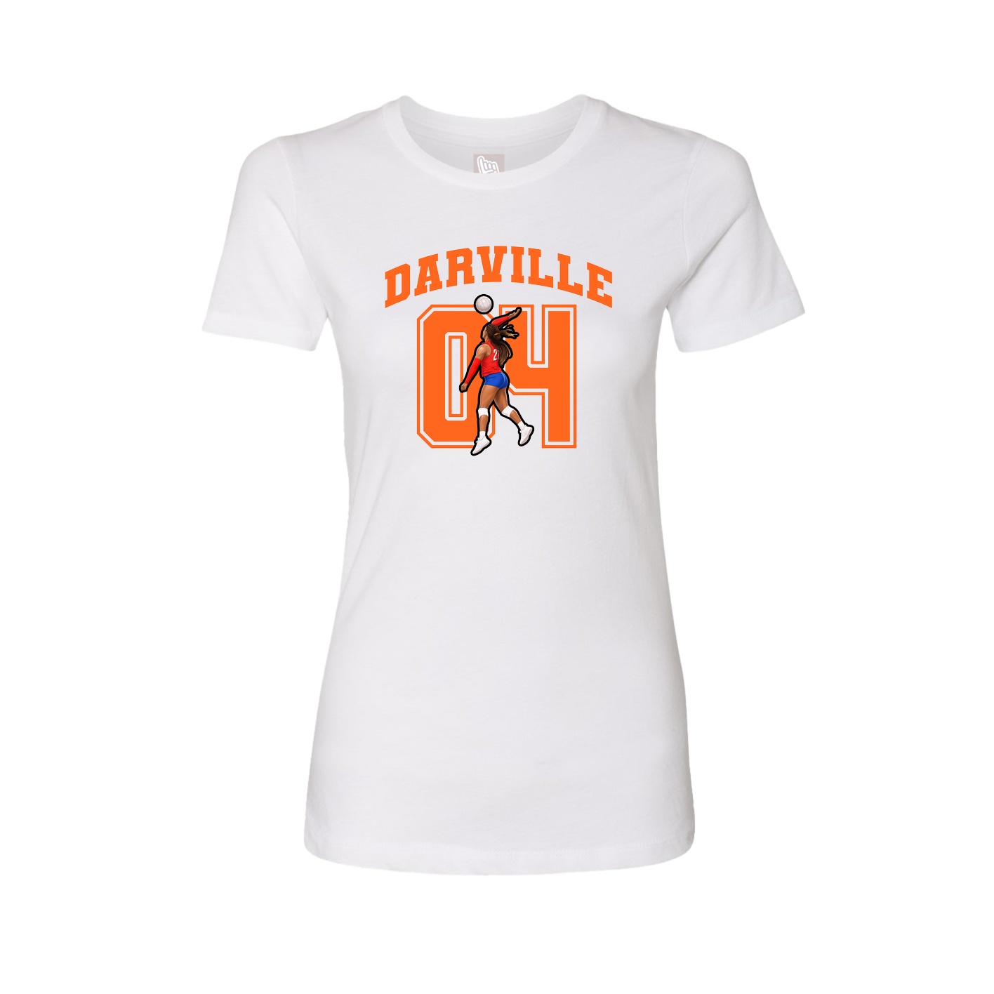 Fitted Women's Tee — Number in White