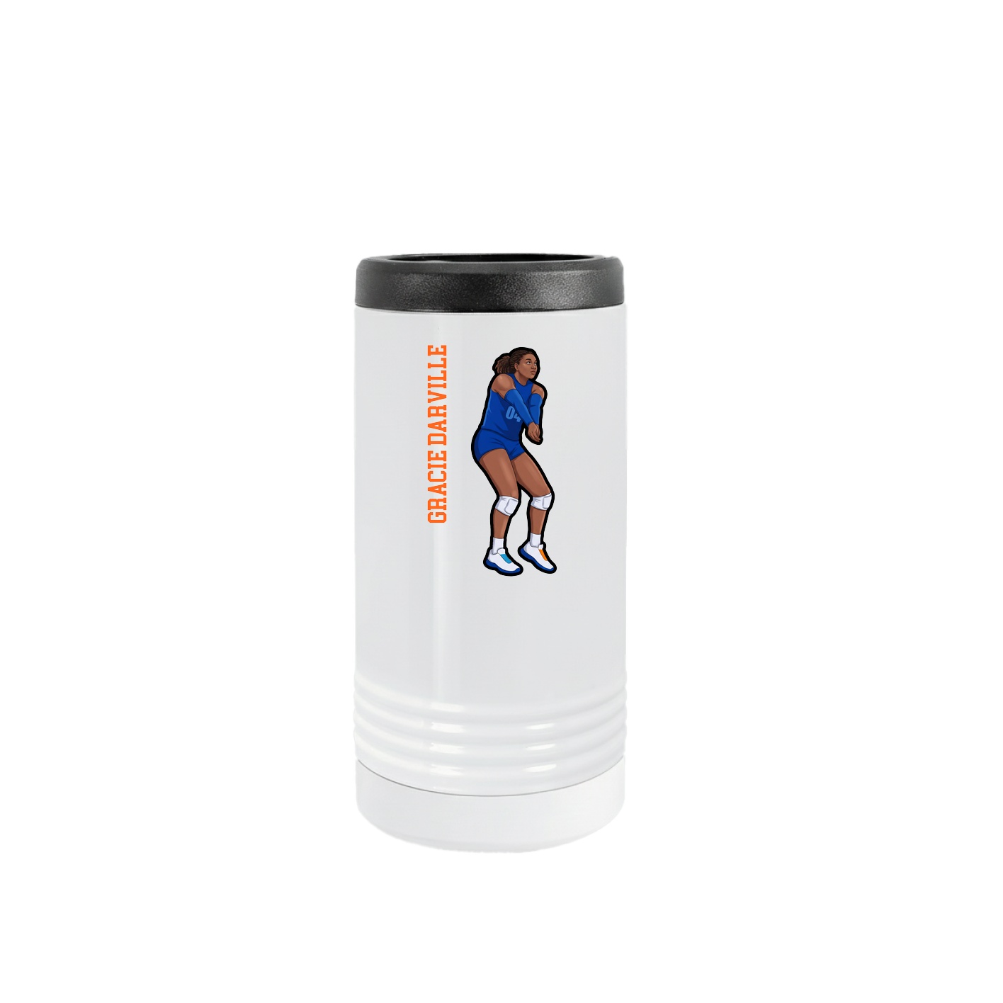 Slim Beverage Holder — Name Vertical in White
