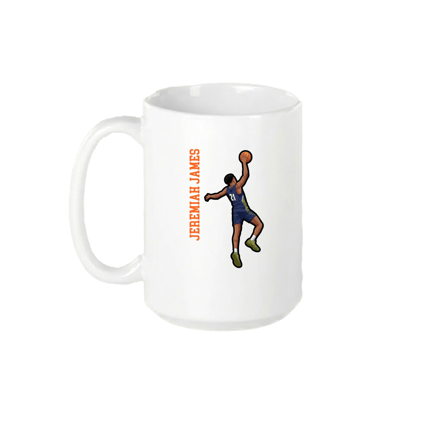 15oz Coffee Mug — Name Vertical in White