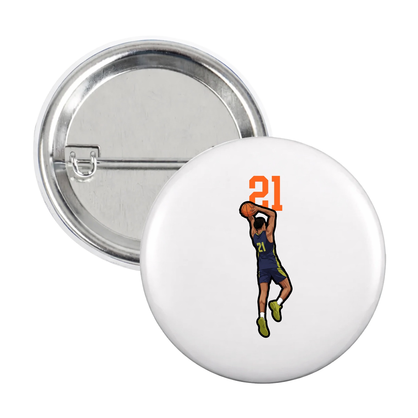 Game Day Button — Number Top in White