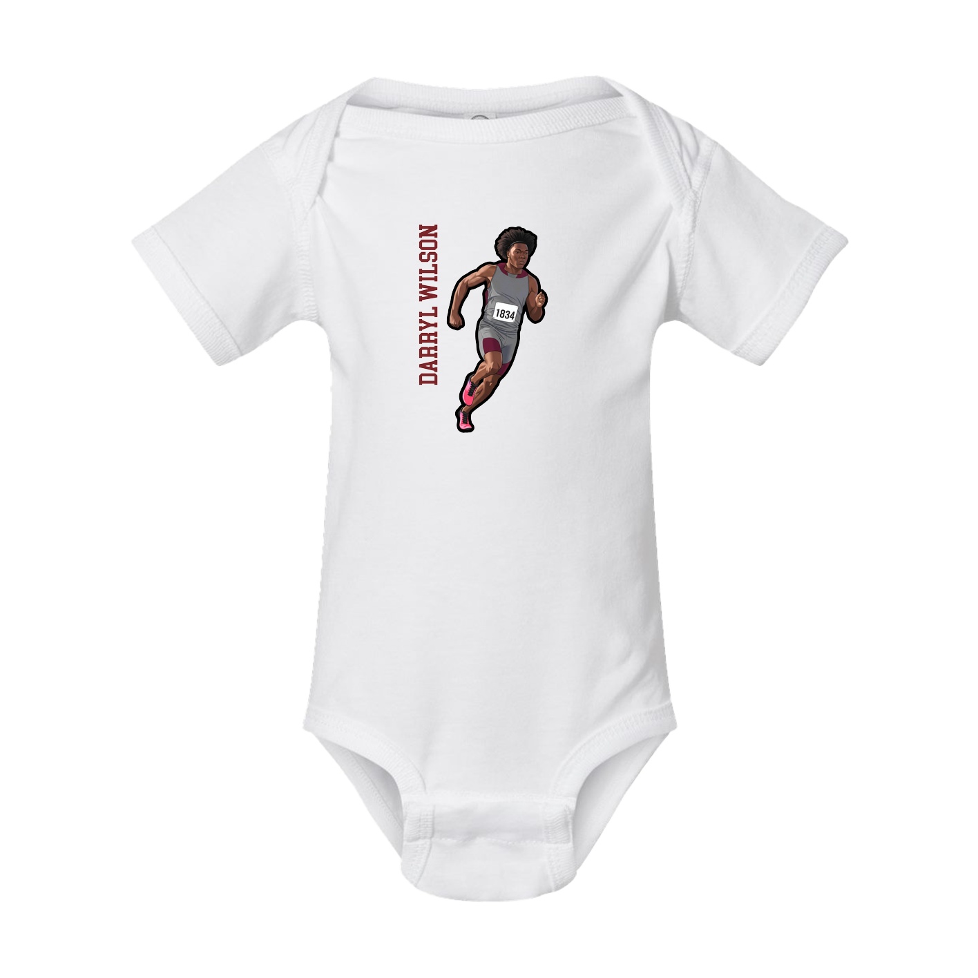 Baby Onesie — Name Vertical in White