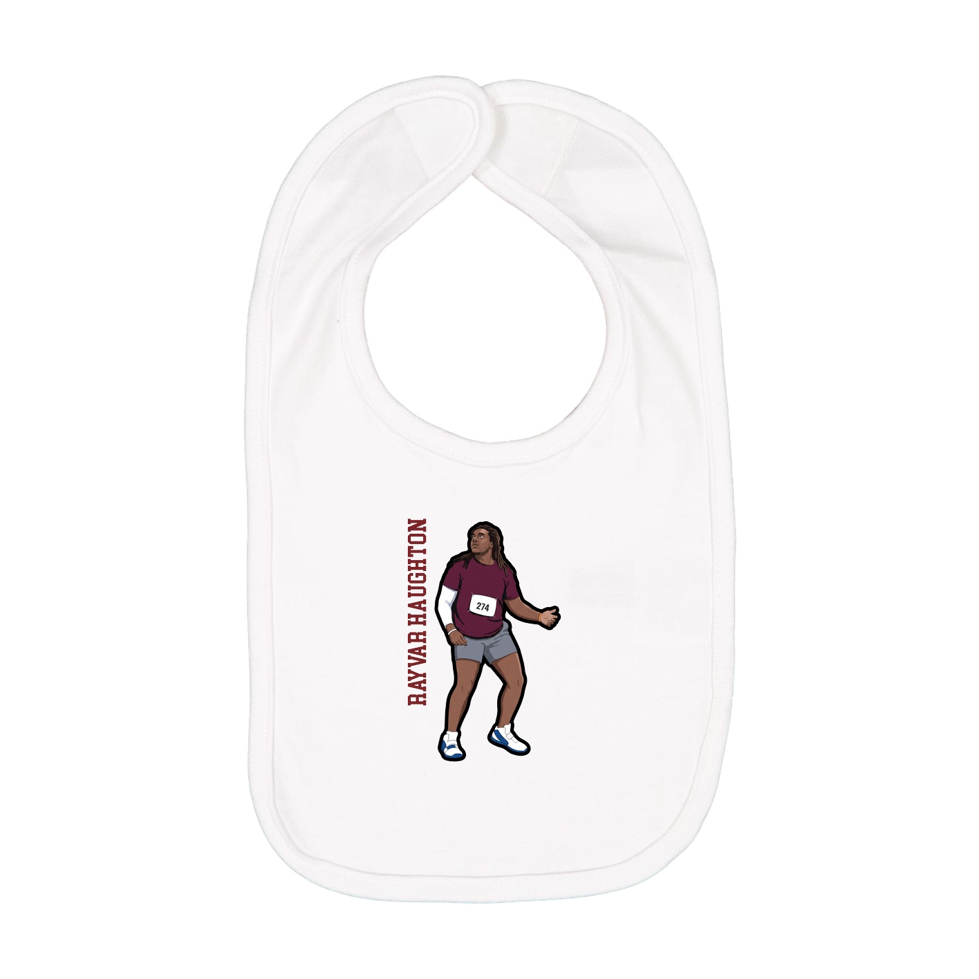 Infant Bib — Name Vertical in White