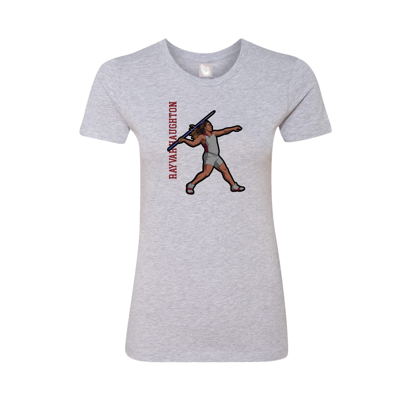 Fitted Women's Tee — Name Vertical in Grey