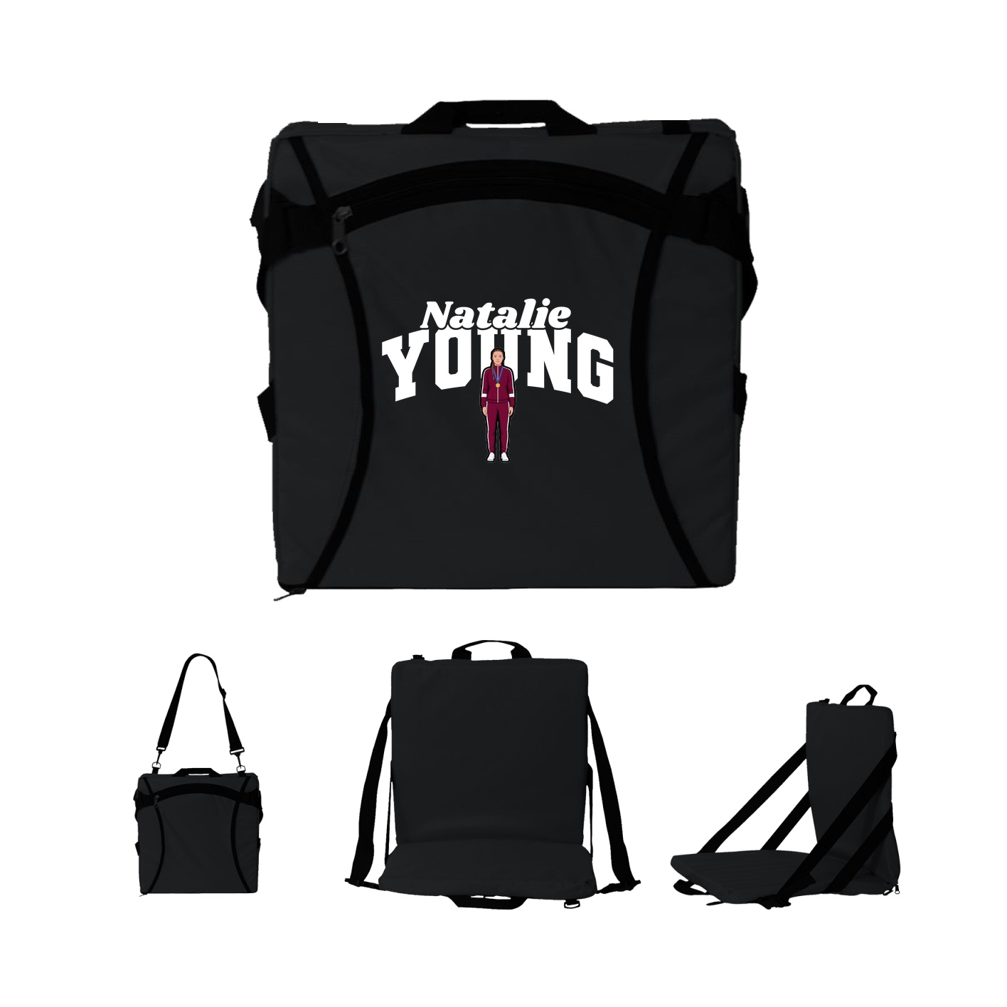Folding Stadium Seat — Signature Arch in Black