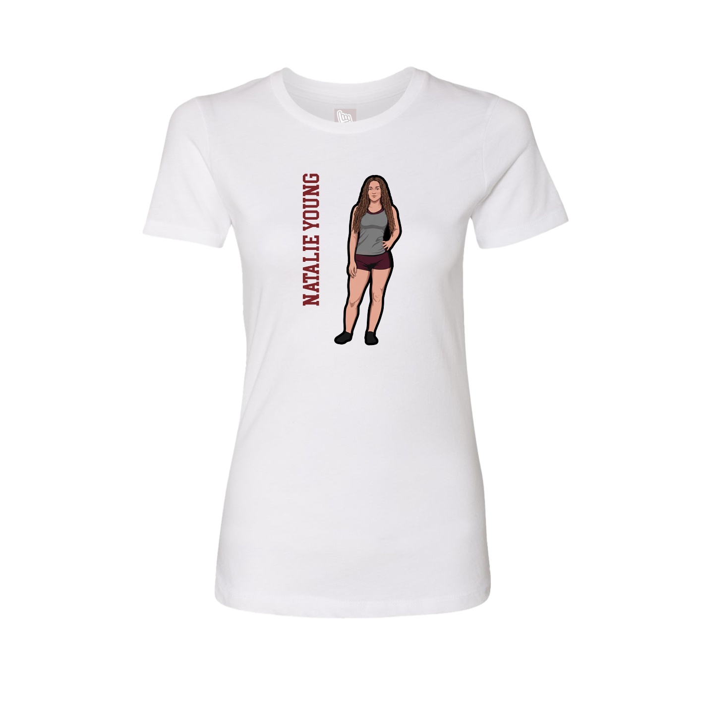 Fitted Women's Tee — Name Vertical in White