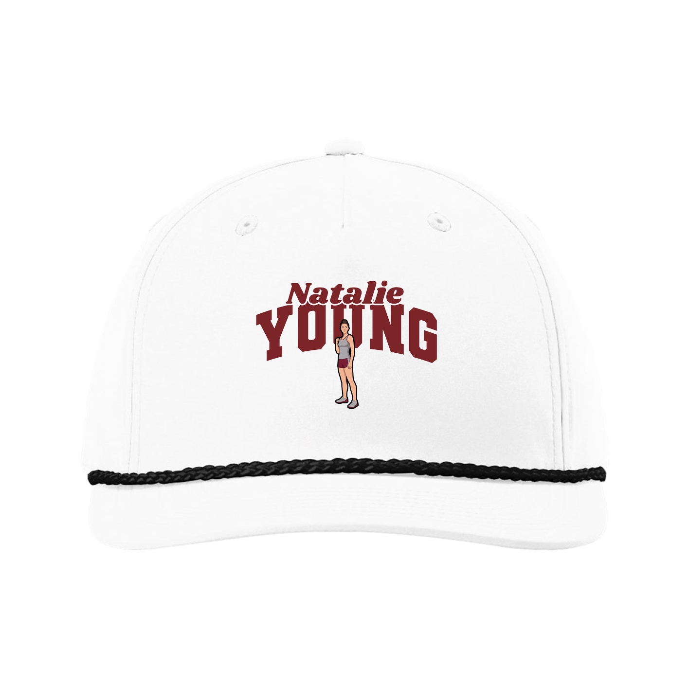 Five-Panel Classic Rope Cap — Signature Arch in White