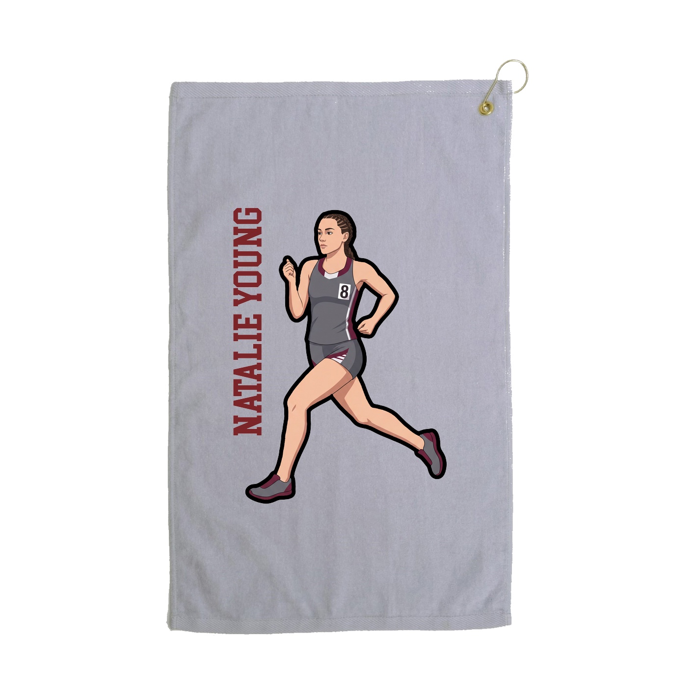 Golf Towel — Name Vertical in Grey