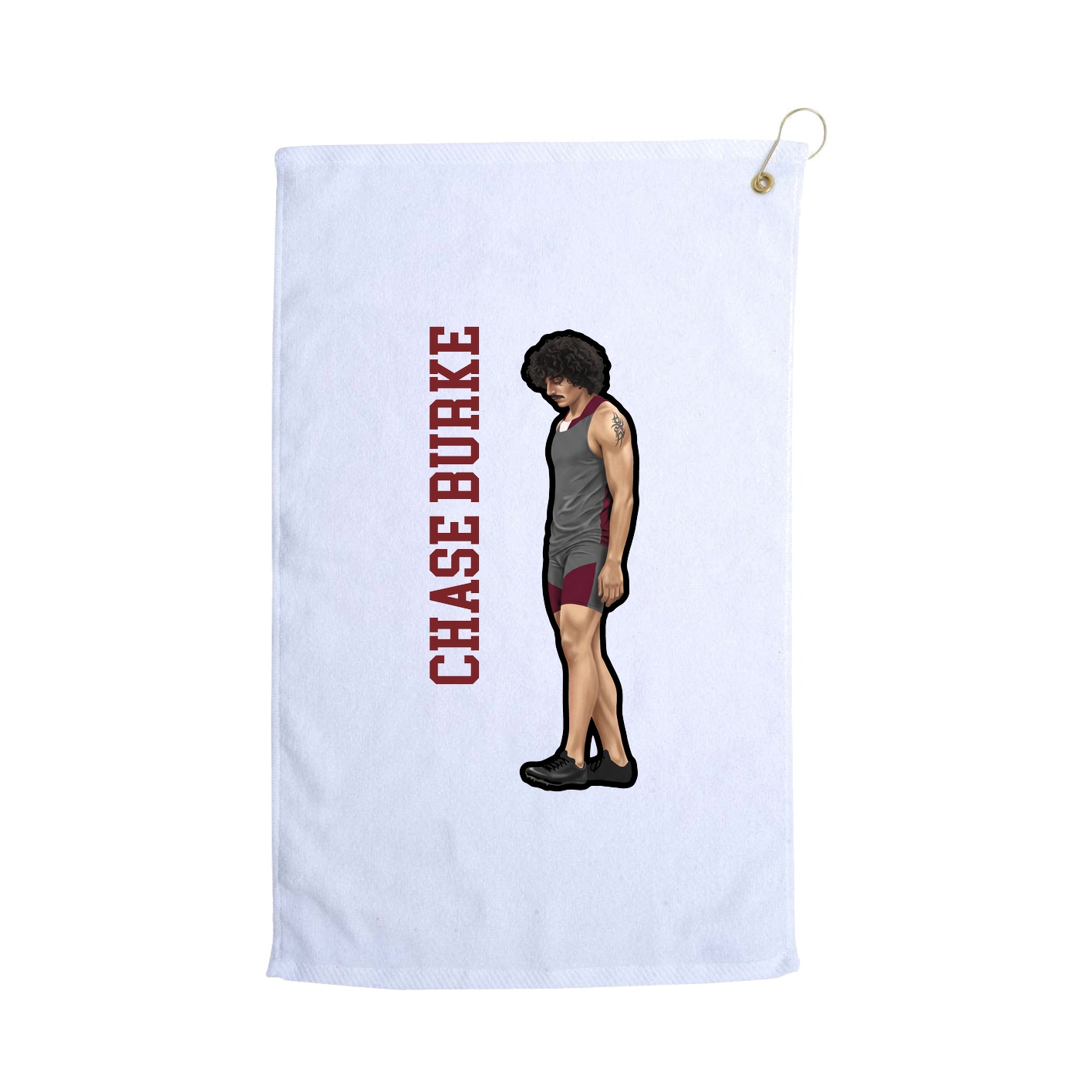 Golf Towel — Name Vertical in White