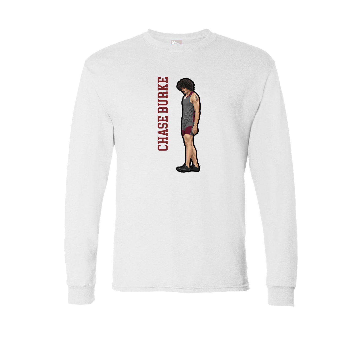 Long Sleeve Tee — Name Vertical in White