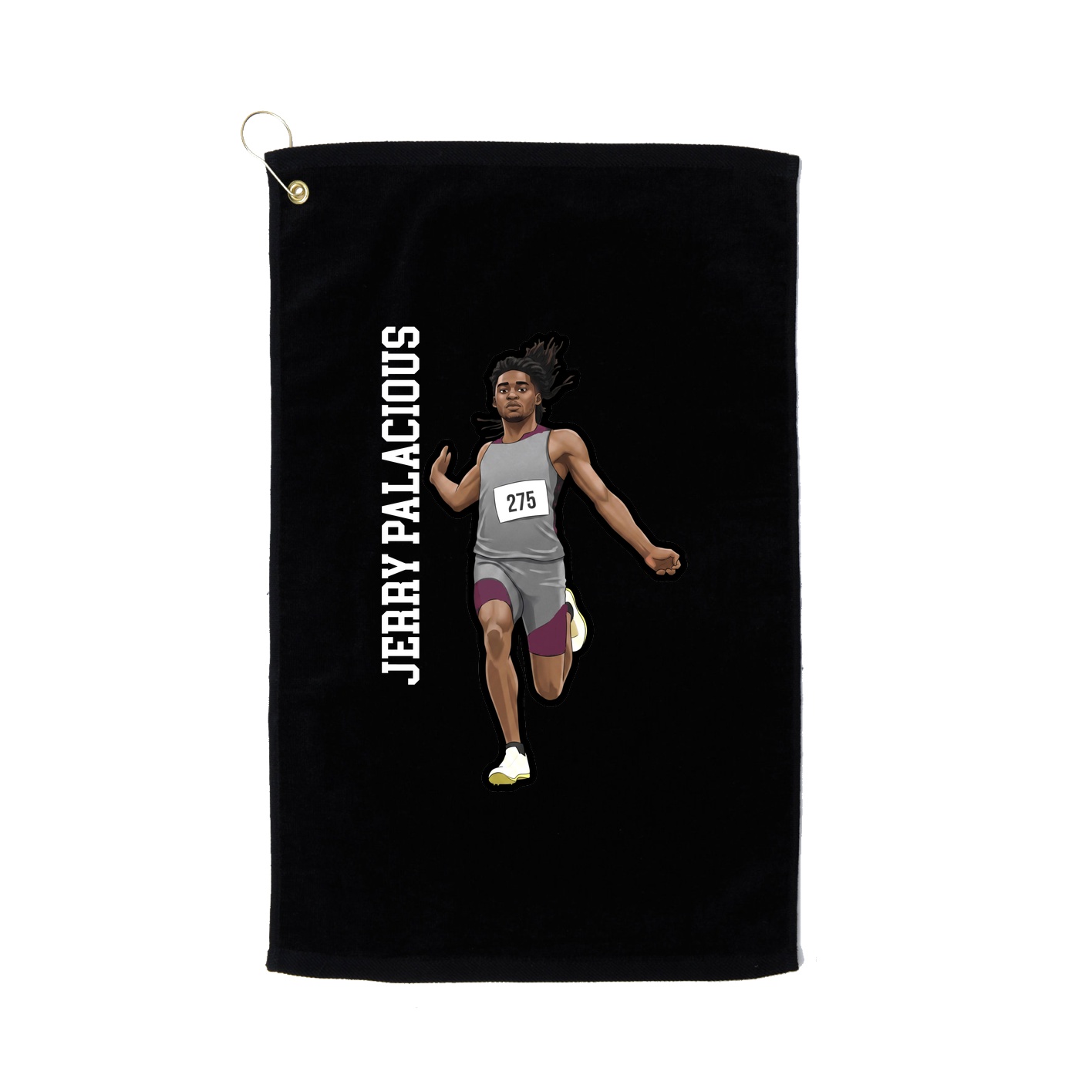 Golf Towel — Name Vertical in Black