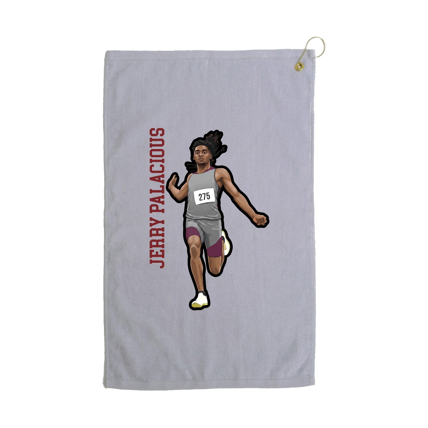 Golf Towel — Name Vertical in Grey