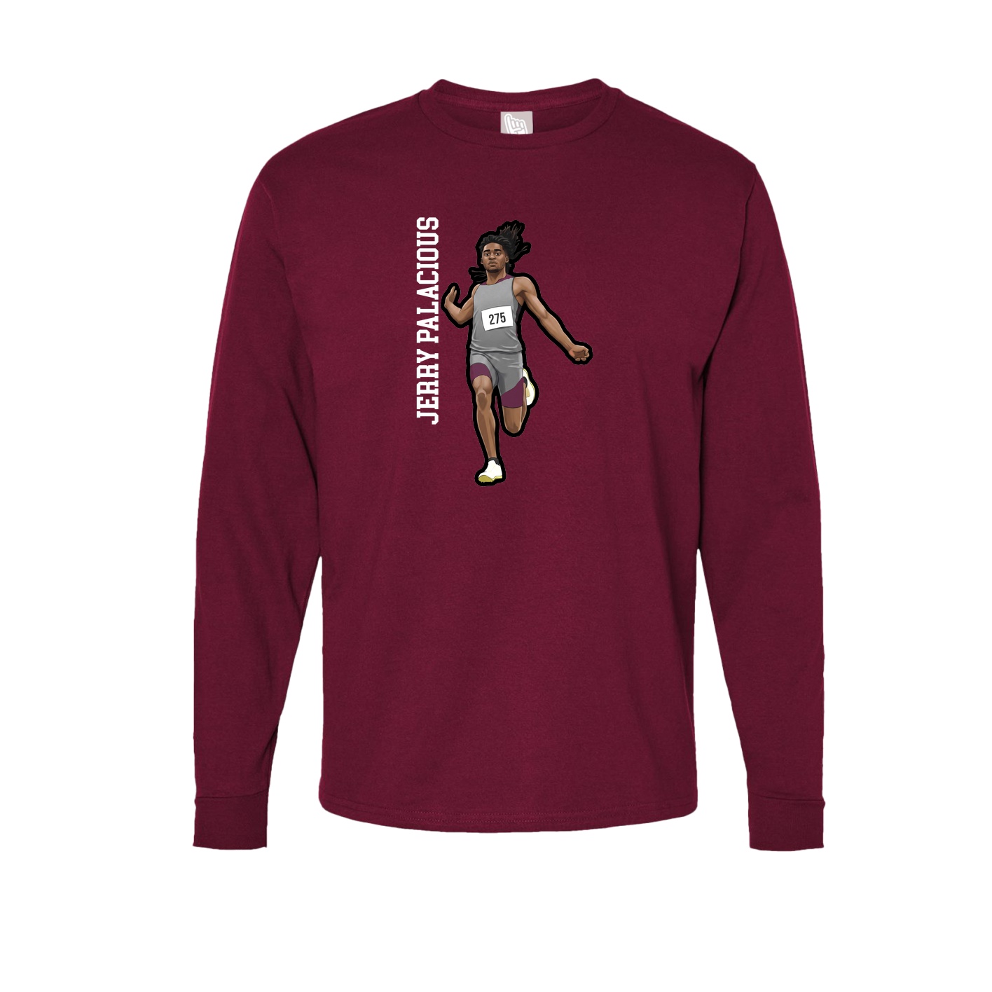Long Sleeve Tee — Name Vertical in Cardinal