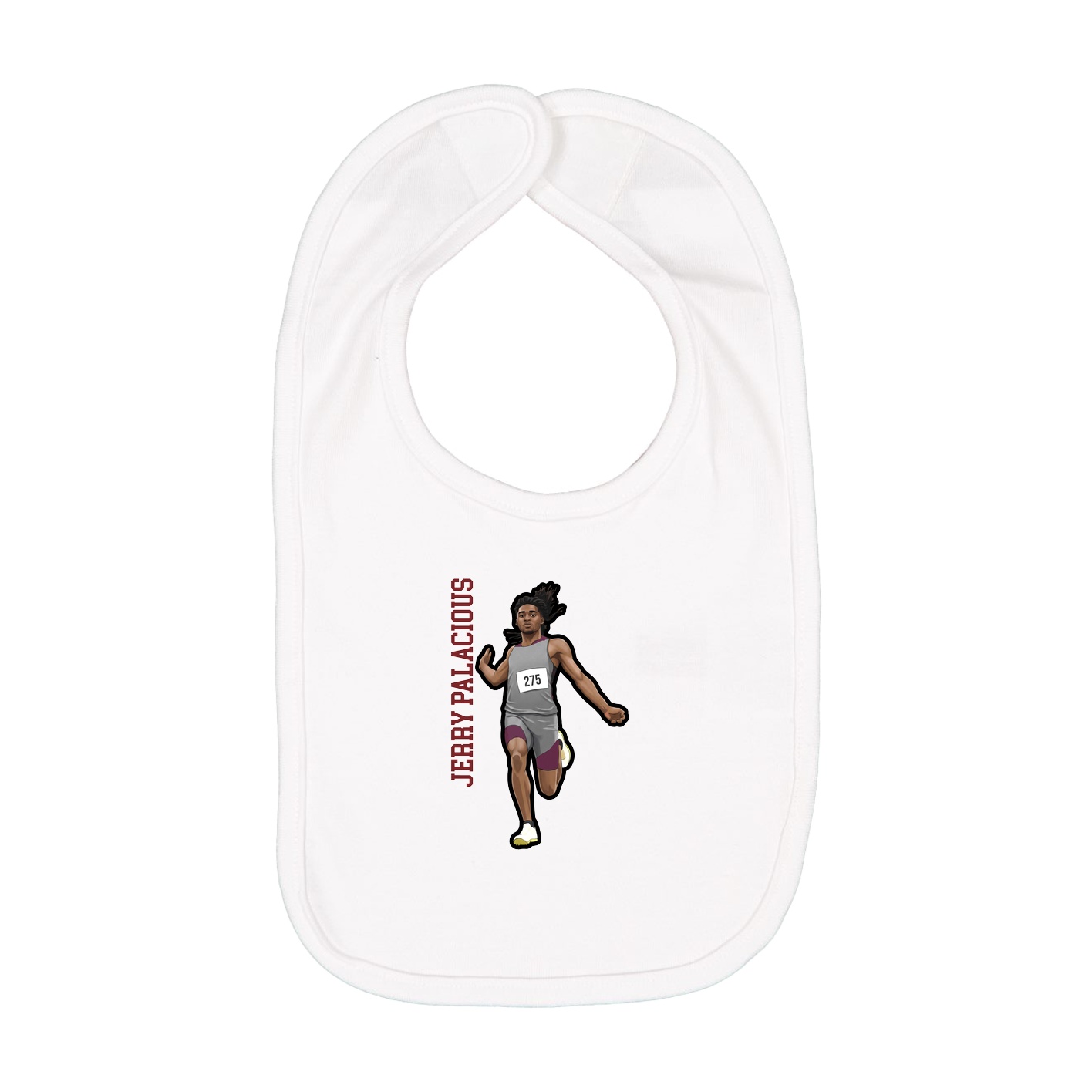 Infant Bib — Name Vertical in White