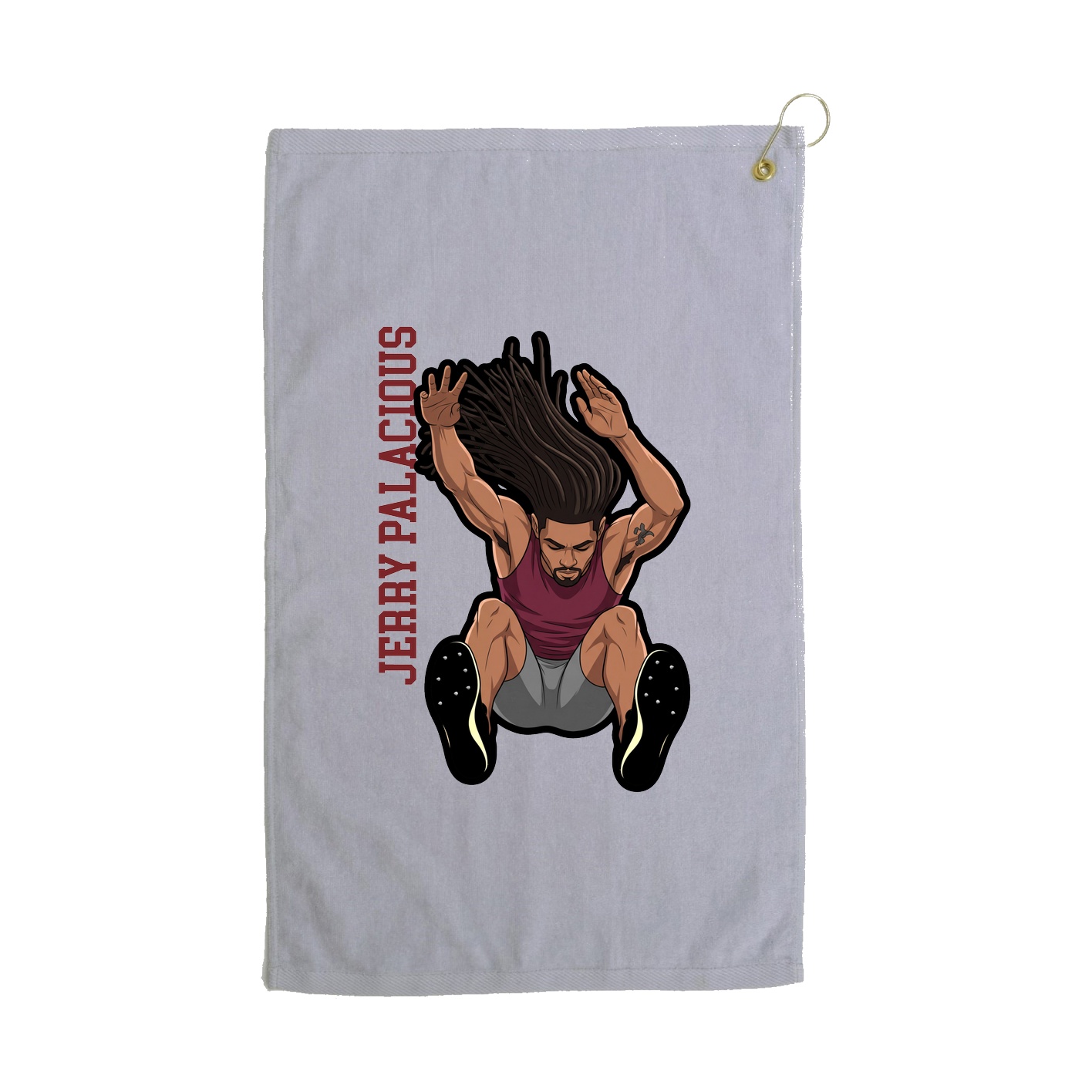 Golf Towel — Name Vertical in Grey