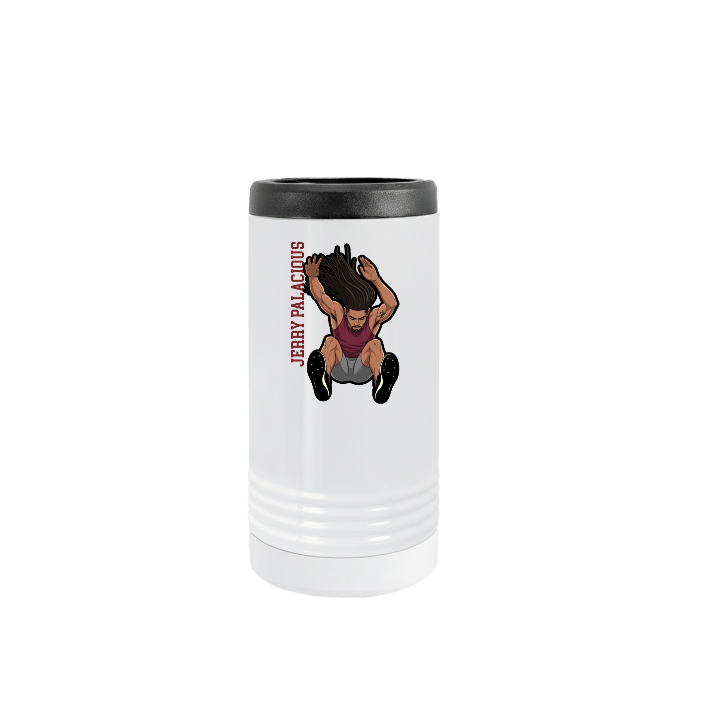 Slim Beverage Holder — Name Vertical in White
