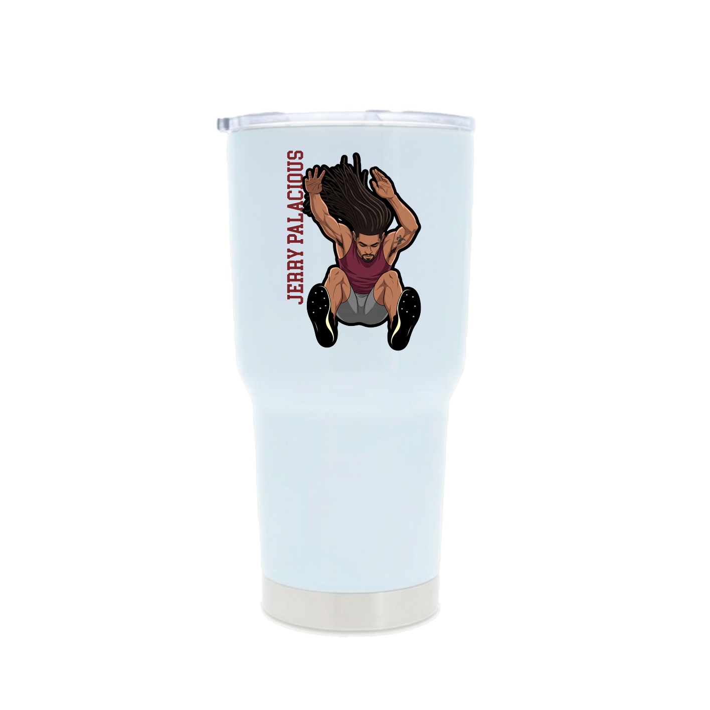 30oz Stainless Steel Tumbler — Name Vertical in White
