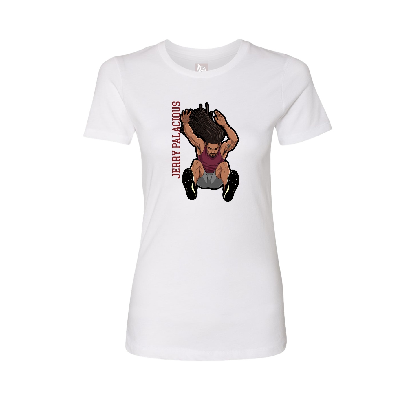 Fitted Women's Tee — Name Vertical in White