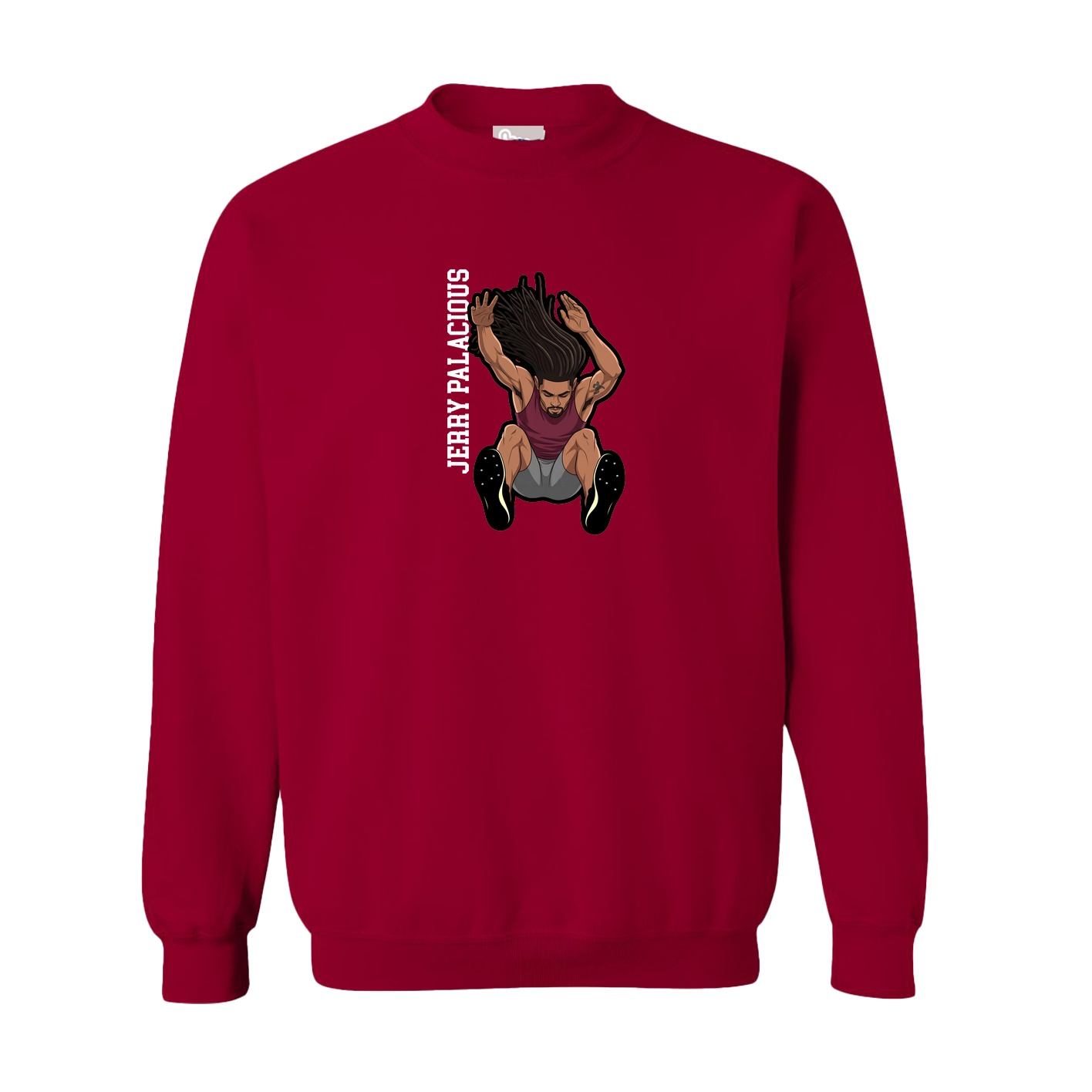 Fleece Crew — Name Vertical in Cardinal