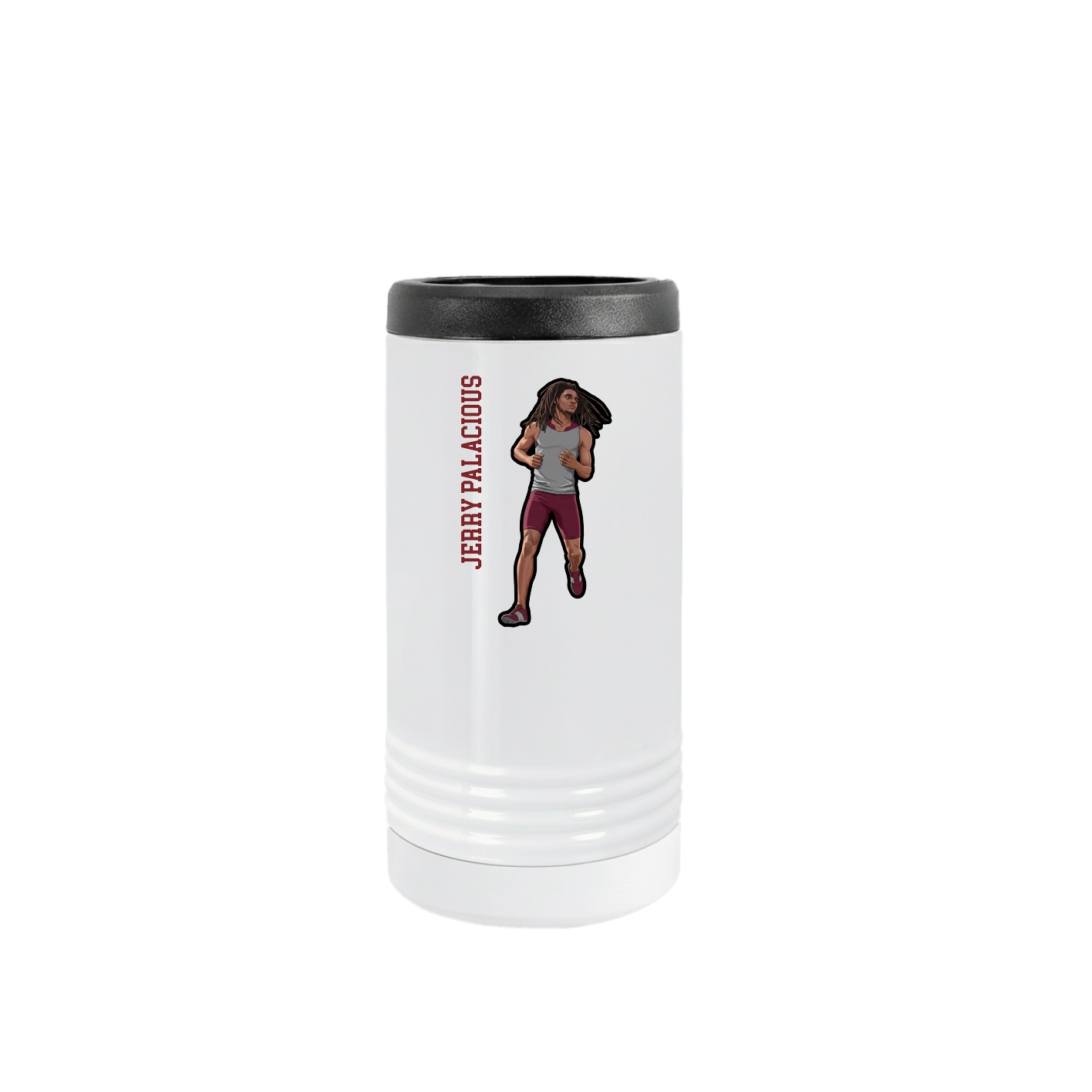 Slim Beverage Holder — Name Vertical in White