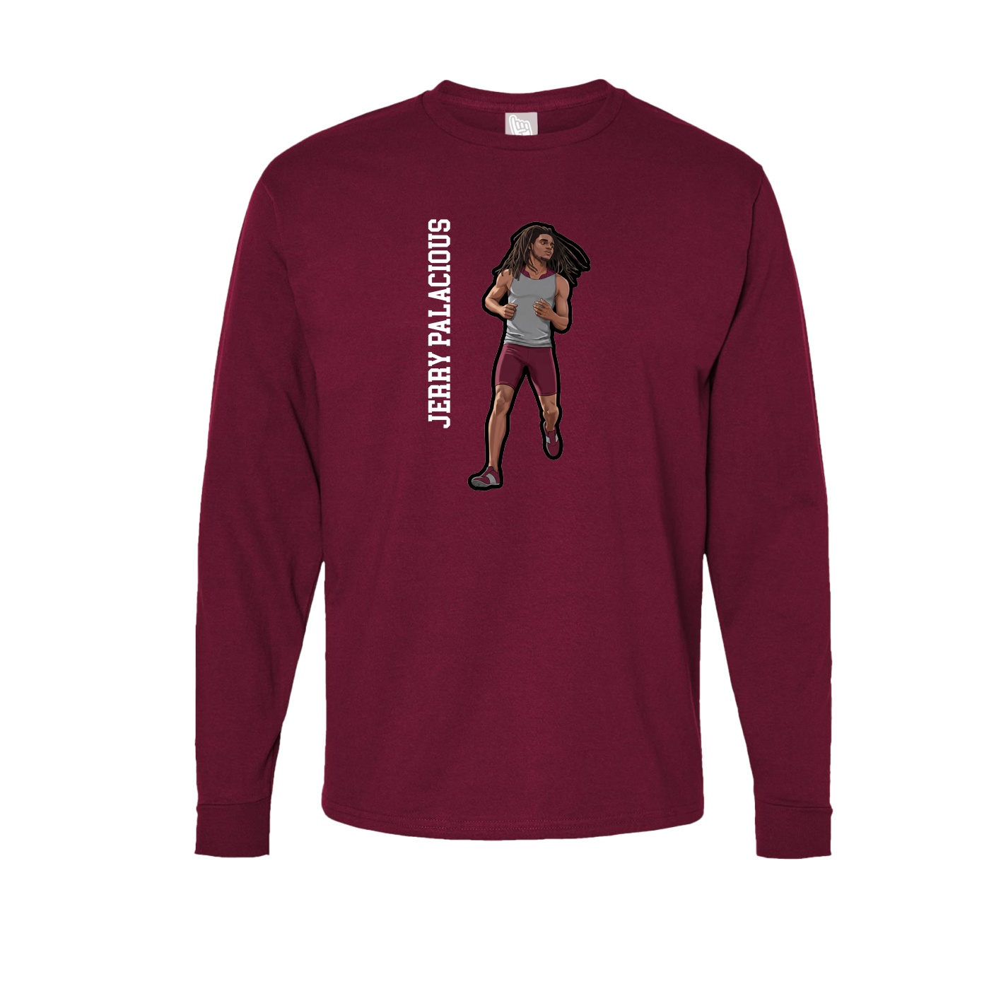 Long Sleeve Tee — Name Vertical in Cardinal