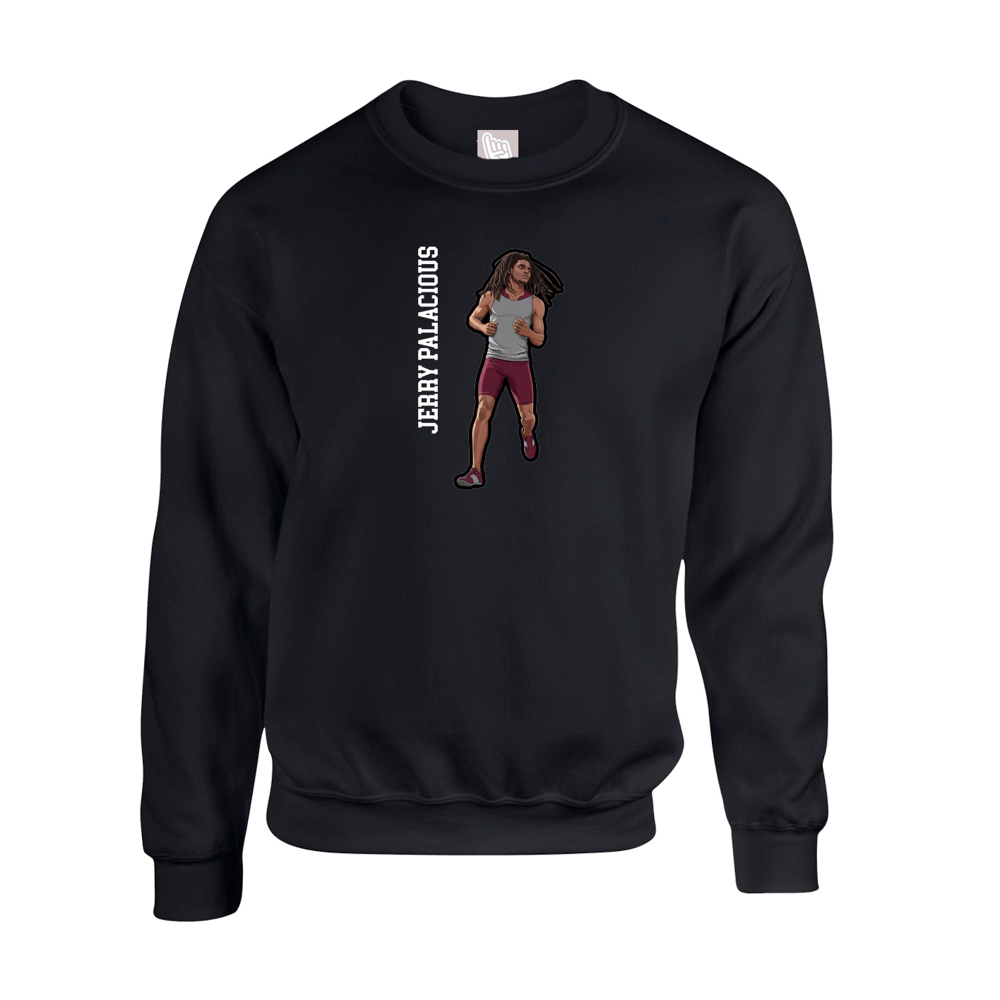 Fleece Crew — Name Vertical in Black