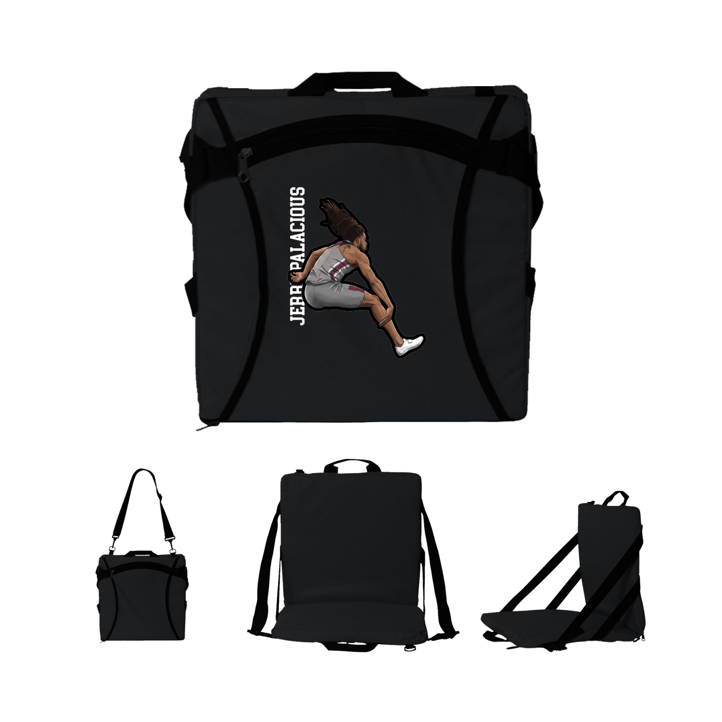 Folding Stadium Seat — Name Vertical in Black