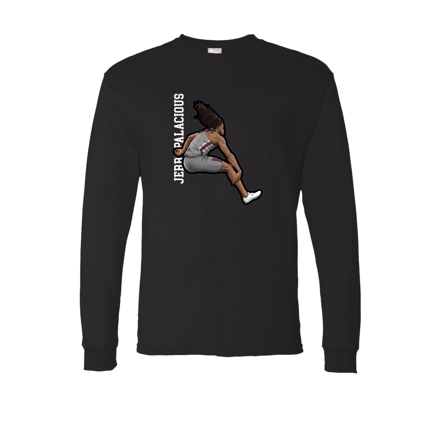 Long Sleeve Tee — Name Vertical in Black