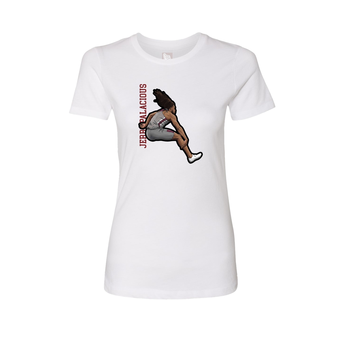 Womens Tee — Name Vertical in White