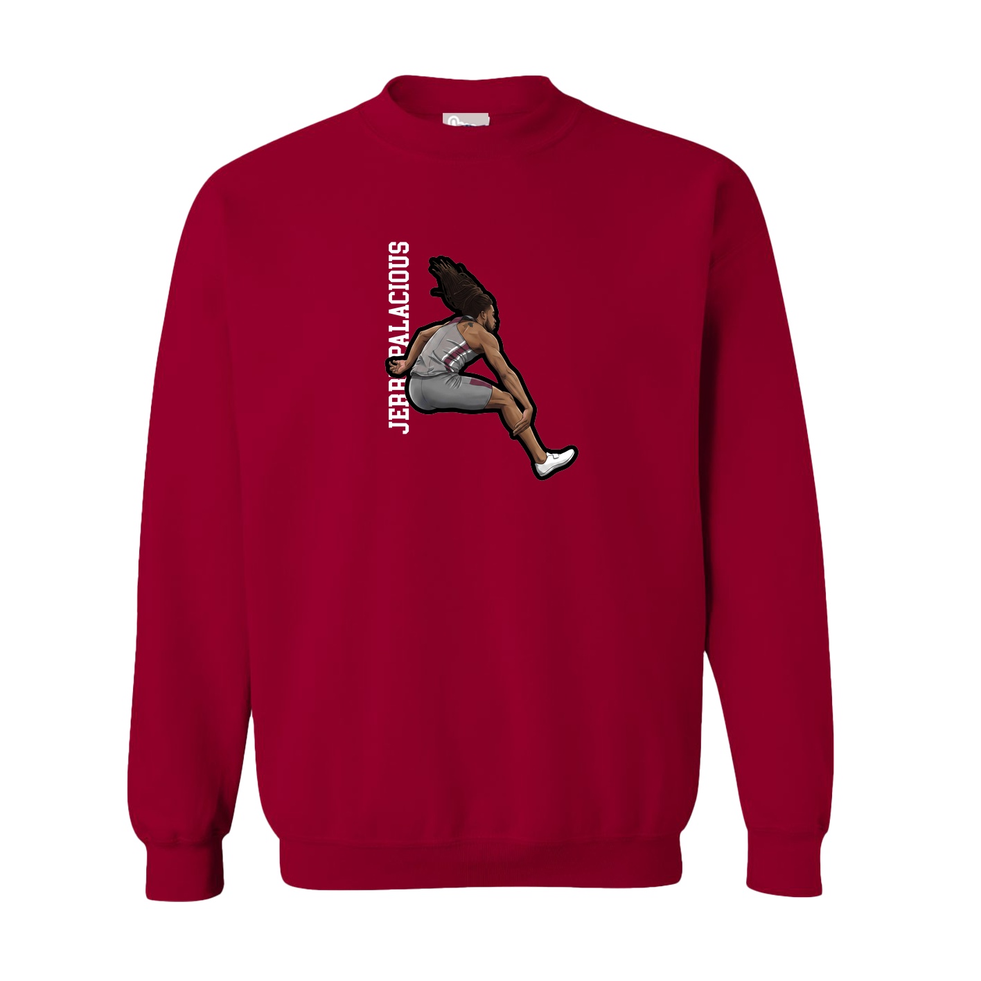 Fleece Crew — Name Vertical in Cardinal