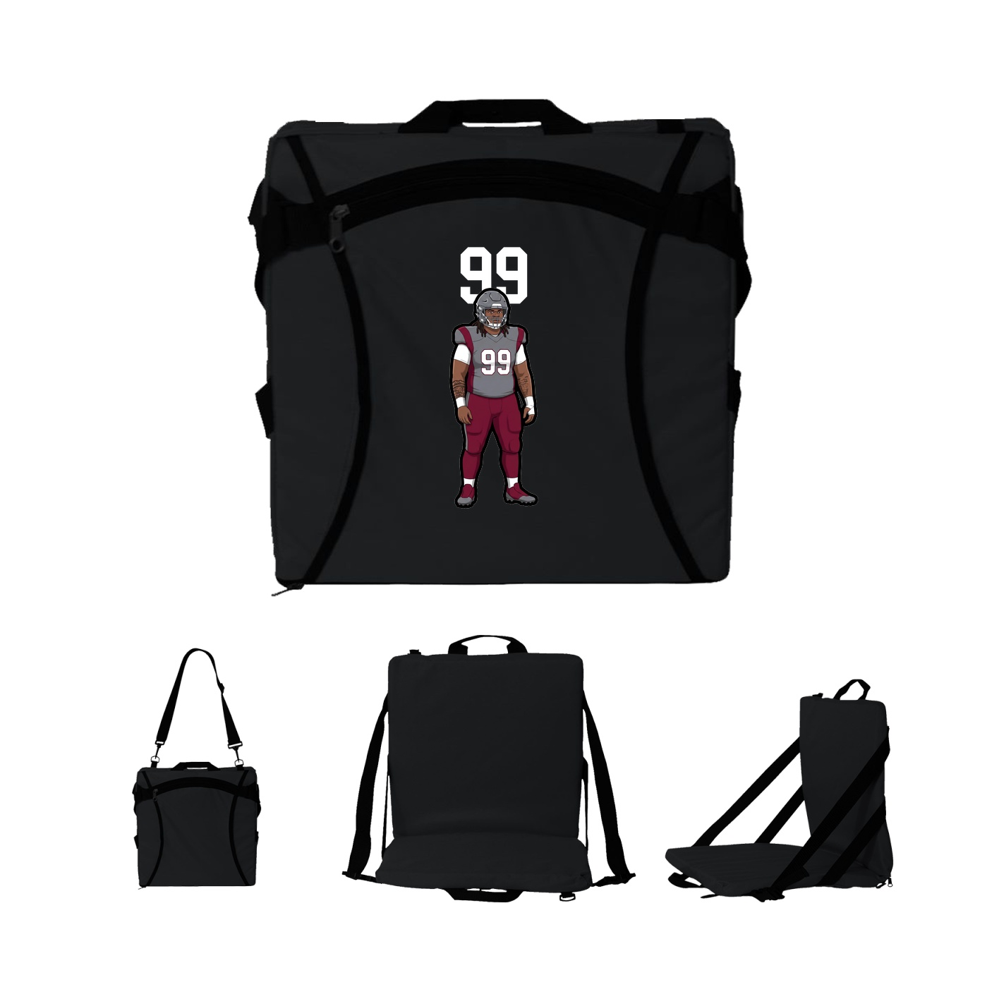 Folding Stadium Seat — Number Top in Black