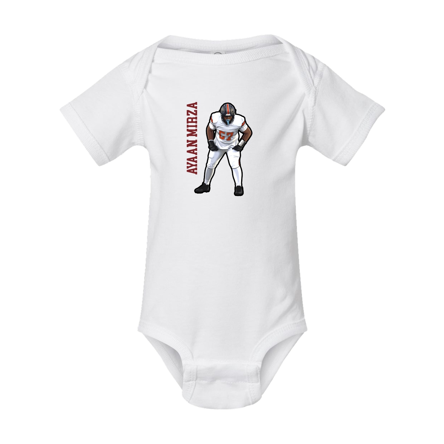 Baby Onesie — Name Vertical in White