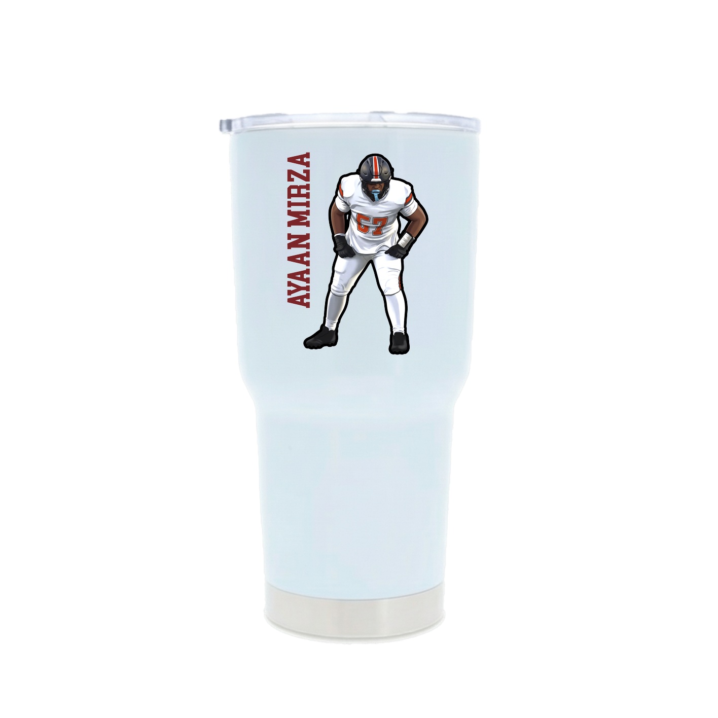 30oz Stainless Steel Tumbler — Name Vertical in White