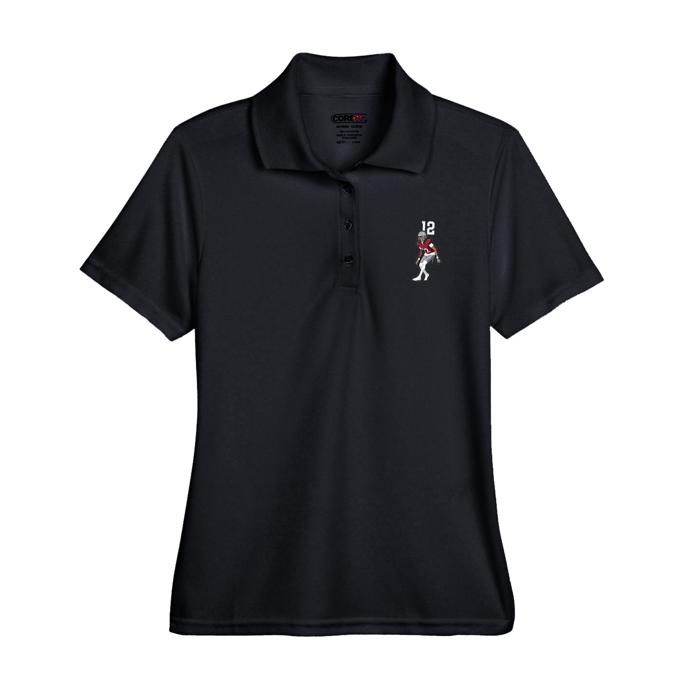Womens Performance Polo — Number Top in Black