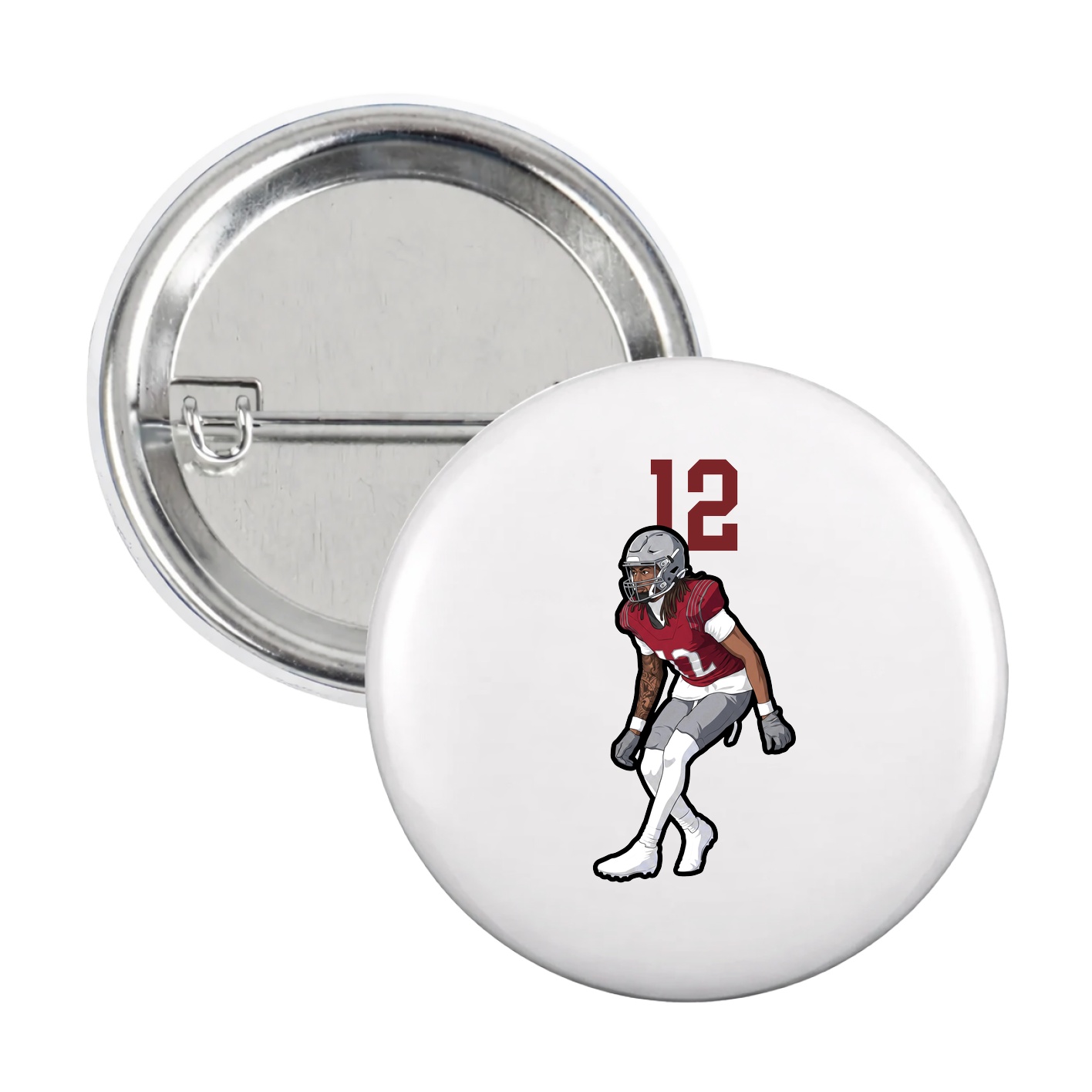 Game Day Button — Number Top in White