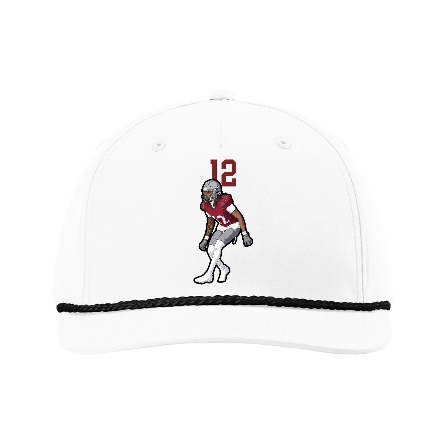 Five-Panel Classic Rope Cap — Number Top in White