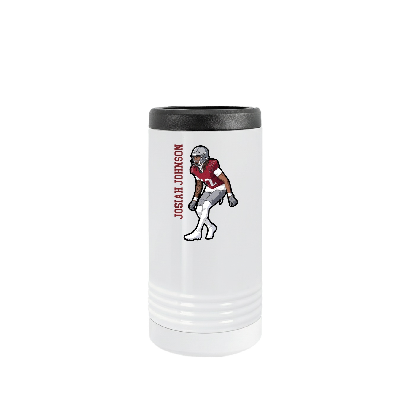 Slim Beverage Holder — Name Vertical in White