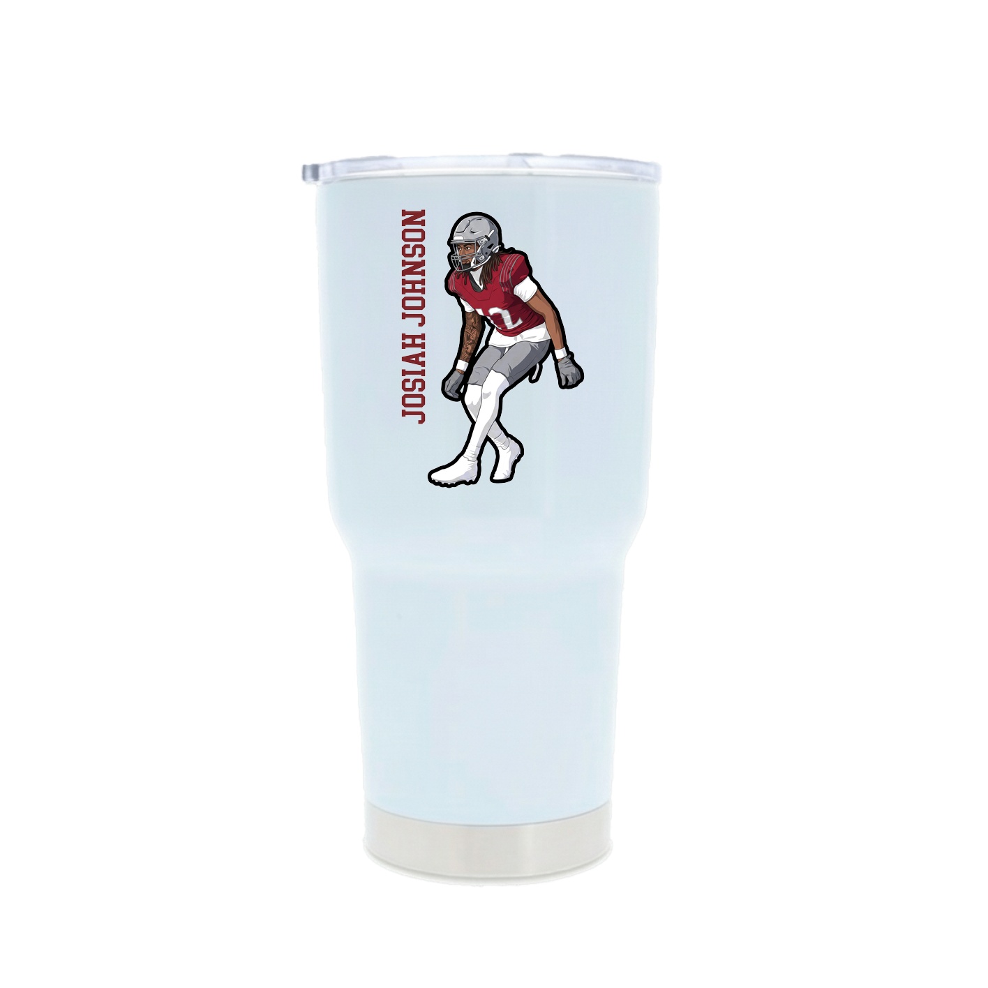 30oz Stainless Steel Tumbler — Name Vertical in White