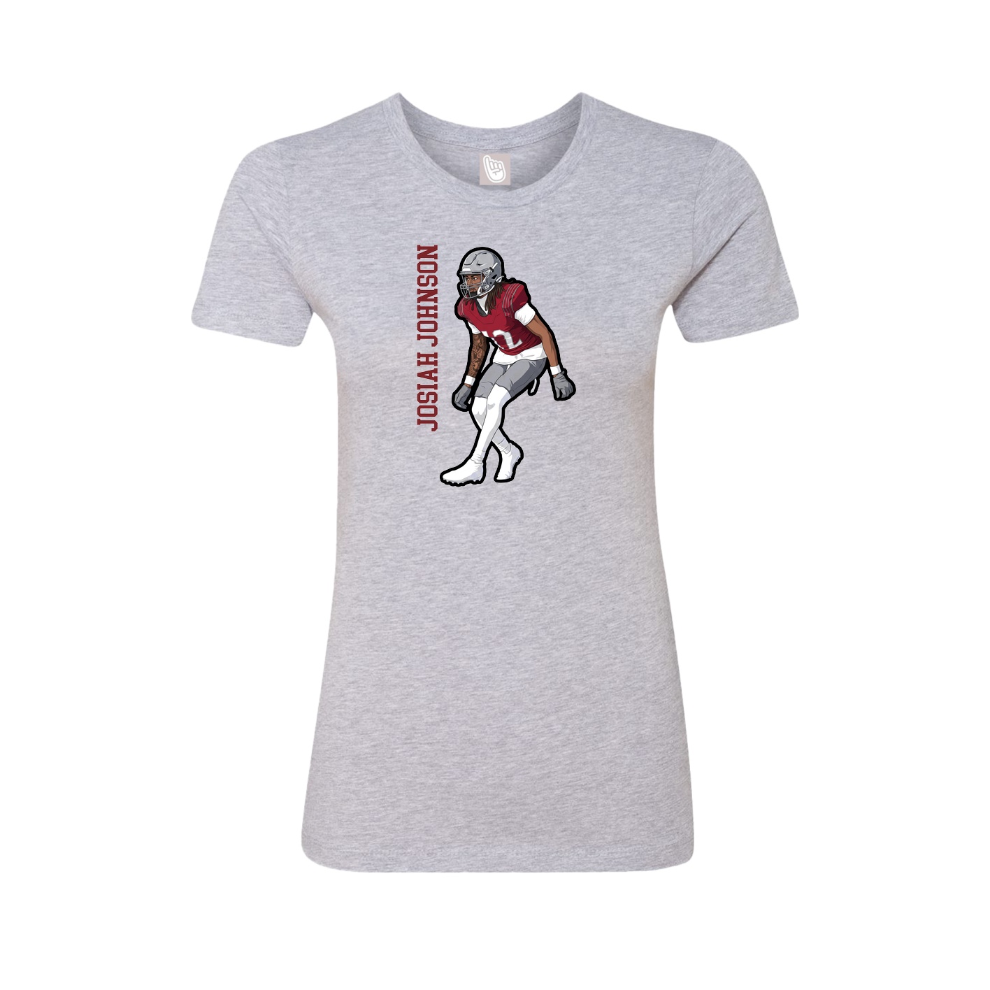 Fitted Women's Tee — Name Vertical in Grey