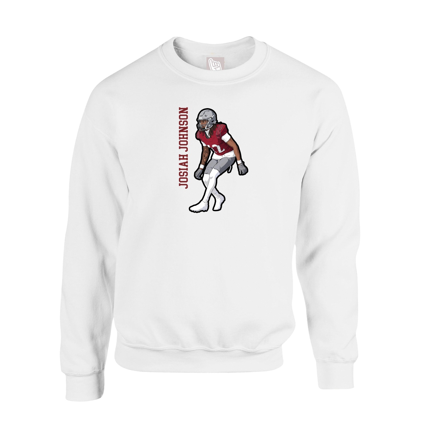 Fleece Crew — Name Vertical in White