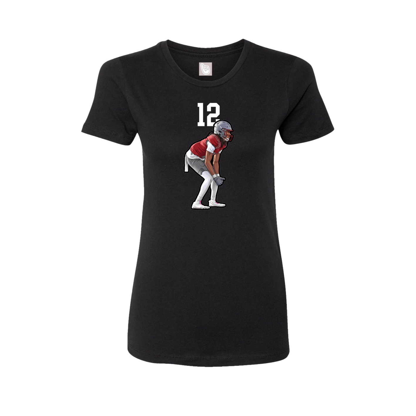 Fitted Women's Tee — Number Top in Black