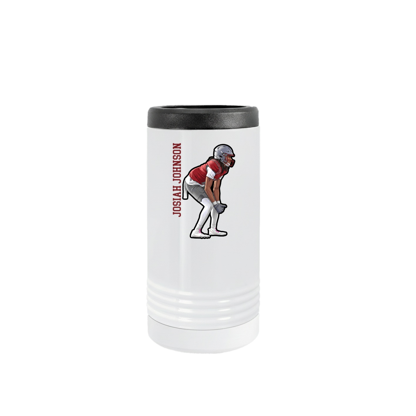 Slim Beverage Holder — Name Vertical in White