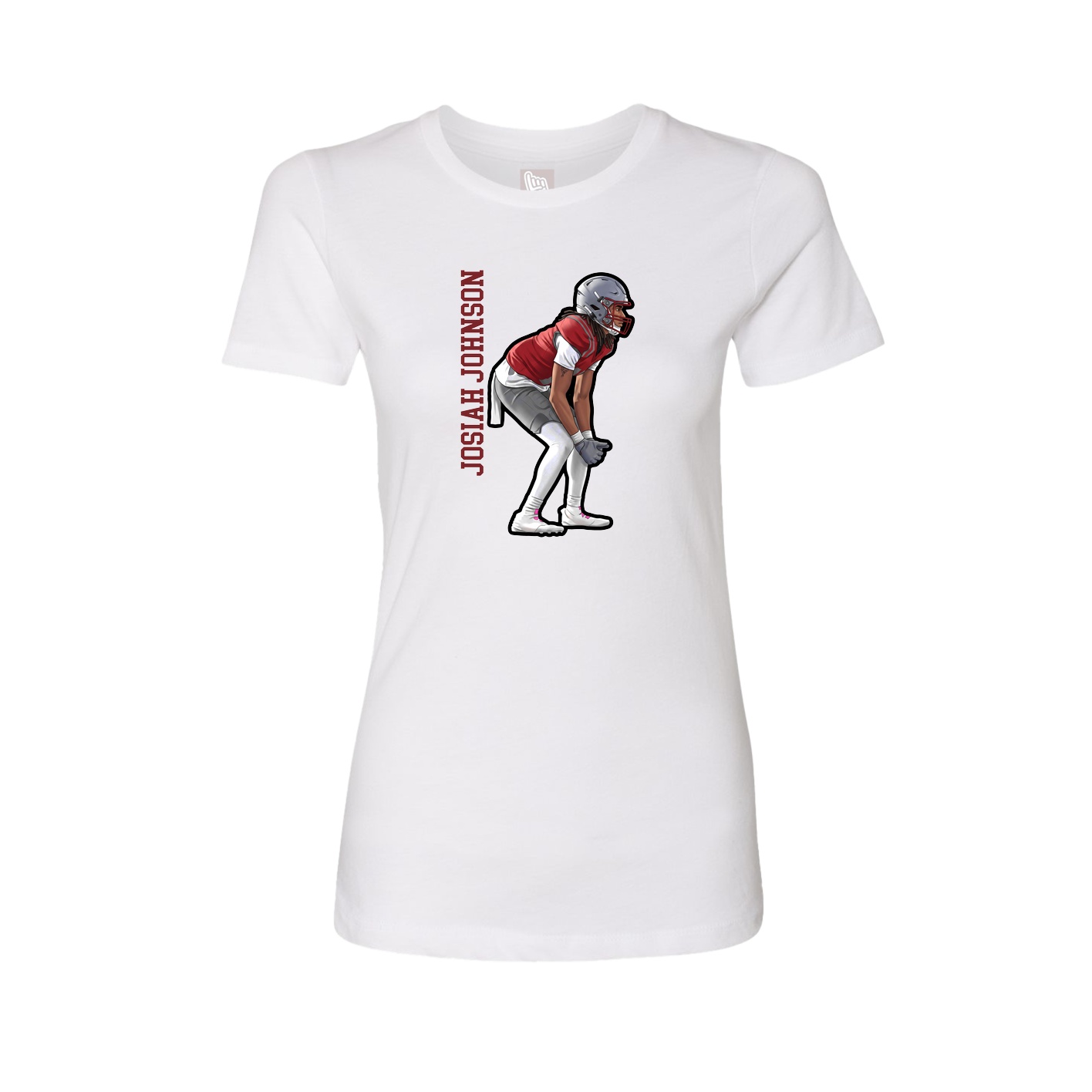 Fitted Women's Tee — Name Vertical in White